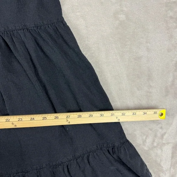 Tommy Bahama Maxi Dress Womens M Black Linen Blend Sundress Tiered Sleeveless - Picture 8 of 12